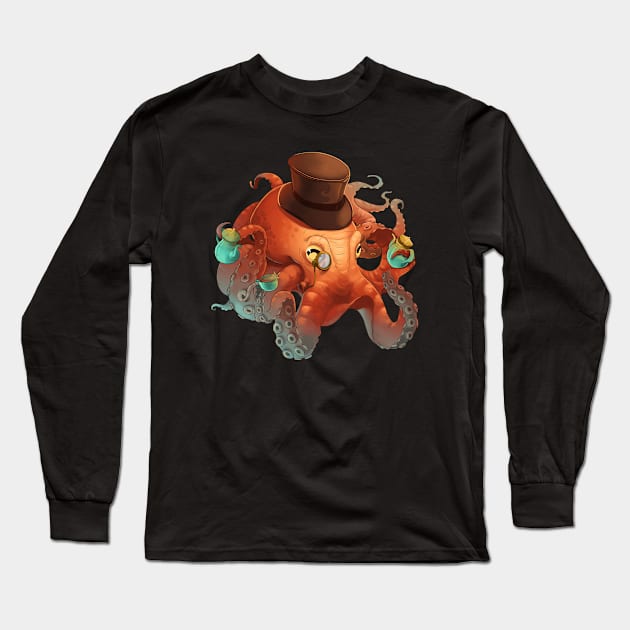 Tea Punk Octopus Long Sleeve T-Shirt by MrBoh